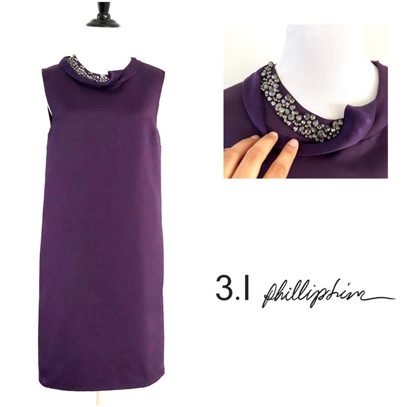 3.1 Phillip Lim Purple Embellished Satin Dress - Picture 2 of 8